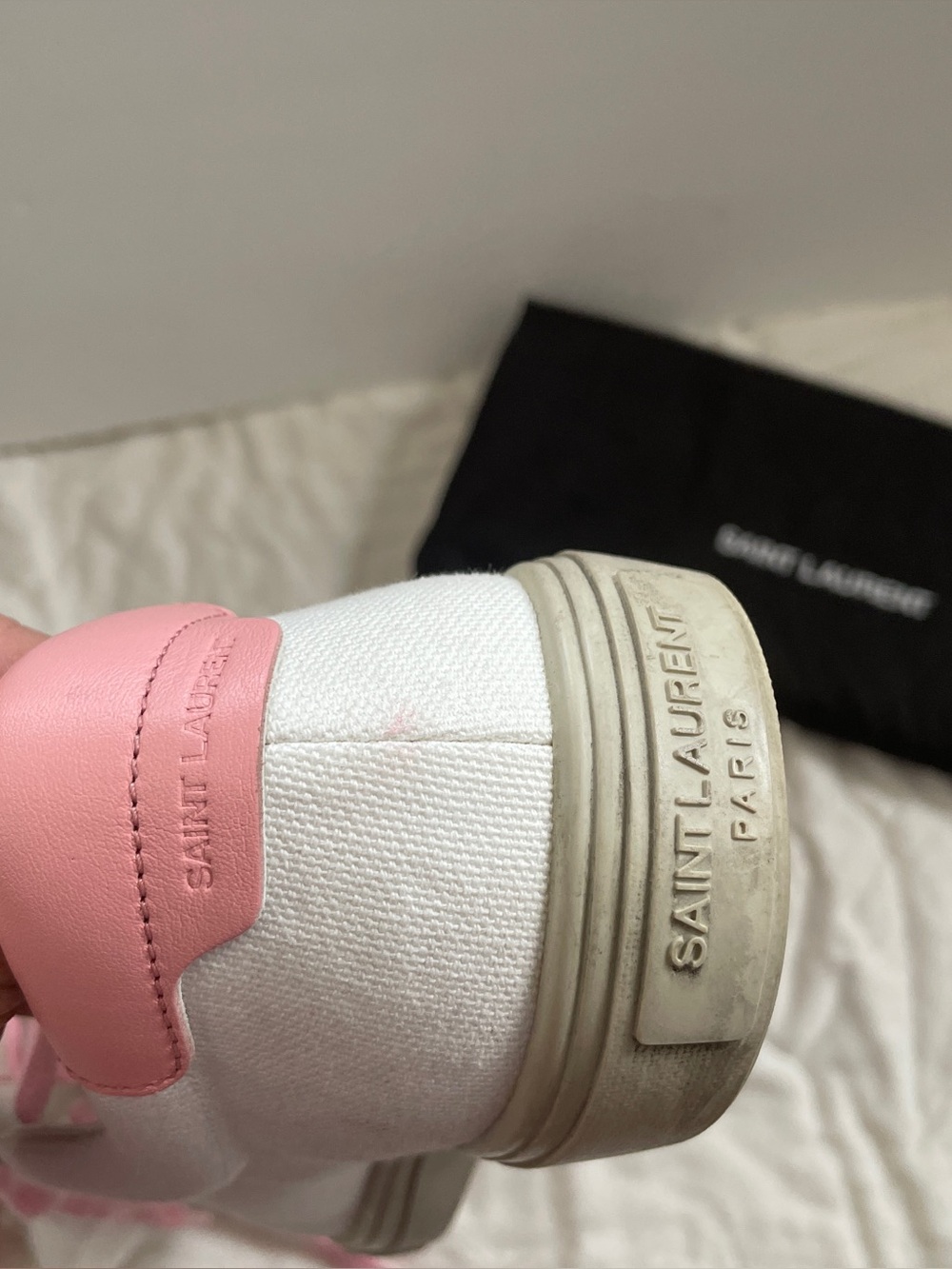 Saint Laurent Pink and White leather-trimmed Canvas Sneakers - Picture 14 of 14